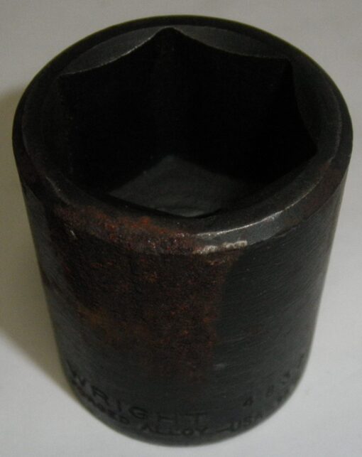 WRIGHT TOOL 1" Standard Impact Socket, 1/2" Drive 6 Point, Made in USA, Wright 4832, NOS, unused, surface oxidation is present, SAE, Standard Depth, Forged, 1" Impact Socket, 1/2 Drive, 6Pt., Wright Tools, SAE, Forged, USA, L2B9
