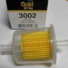 New 5/16" Inline Fuel Filter, NAPA Gold 3002, For carbureted low pressure applications, Wix 33002, US Army 5704410, 2910-00-900-3162, J8126312, F000G516, AM General, 8126312, 947074, PR