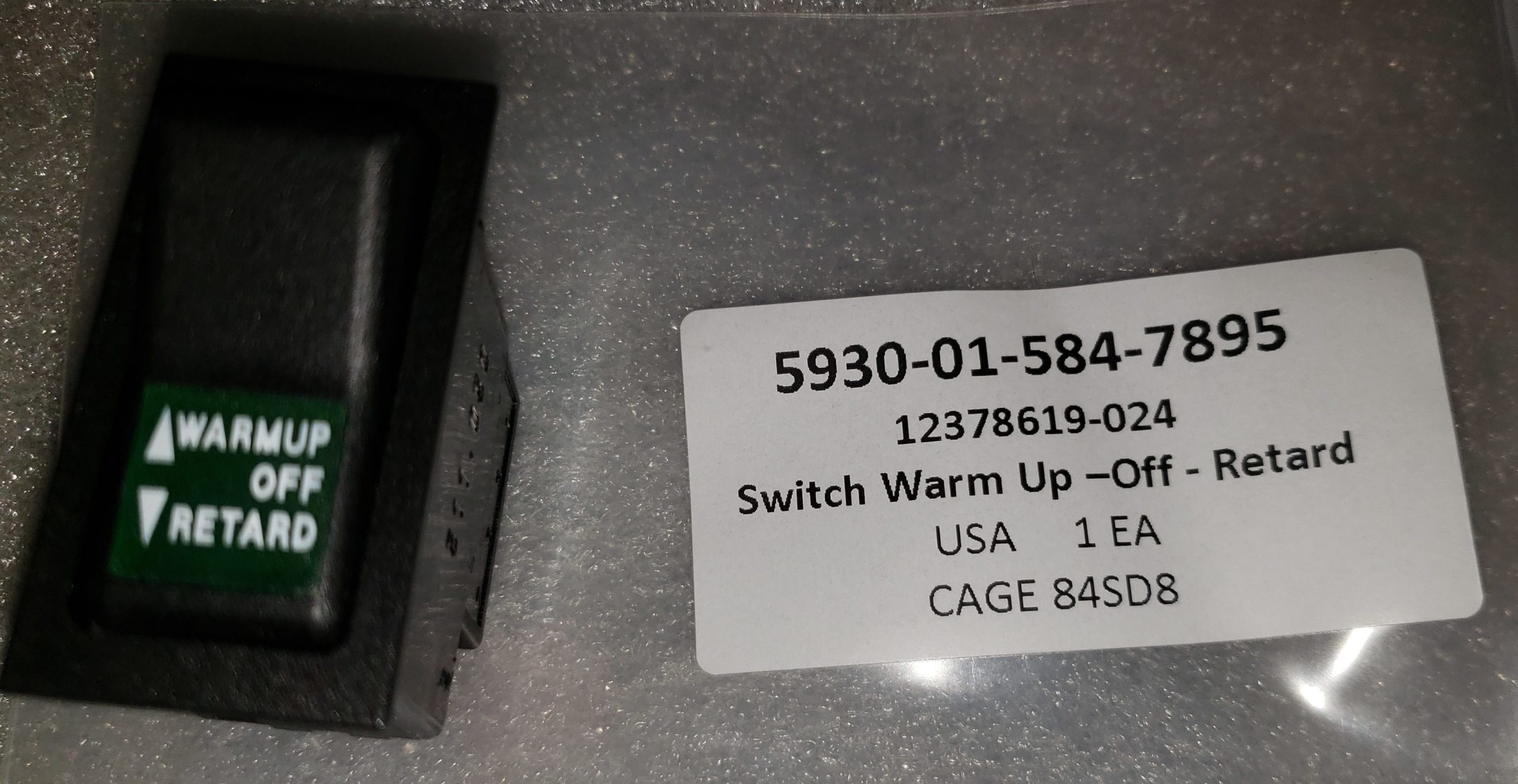 5930-01-584-7895 Push Rocker Switch Warm Up - Off - Retard Switch