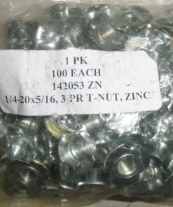 New, Bag of 100, 1/4-20 x 5/16 Tee Nuts, 3-Prong, Straight Barrel T-Nuts, Zinc Plated, Stafast 142053, L4B1