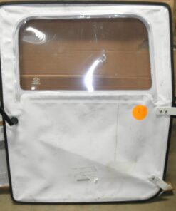 2510-01-407-6036, US Army, 12340231-6, AM General, NOS, Right Front Door, White, AM General, M998, HMMWV, Passenger Front Door, New Old Stock, never installed, a little dirty. Missing one generic screw and 2 nuts on lower hinge; see all photos.  H1, HMMWV, T2