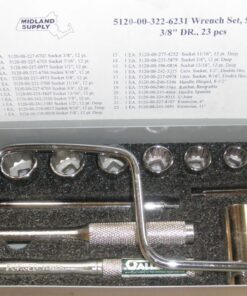 New, 23Pc. Standard Socket Set, SAE, 3/8" Drive, 12Pt., USA, U.S. Army, 5120-00-322-6231, ASME B107.1, Mil-Spec, Made in USA by various manufacturers to Military Specification, L1B6