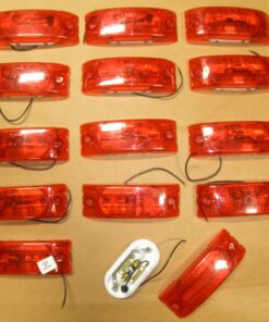 New, Qty 14, Grote 45442, Red, Two Bulb Clearance Lamp, Marker Light, Turtleback, FMVSS 108, 6220-00-3123-2297, 9103 45462, Lexan, R1C7