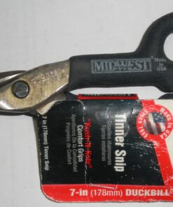 7" Duckbill Snip, Made in USA, Forged High Carbon Steel, Cuts Circles; Curves; Straight, Midwest Tinner Snips, P77-D, P77D, NOS, US Army surplus, 727226107749, 26ga cold-rolled, 28ga SS, GTBD12
