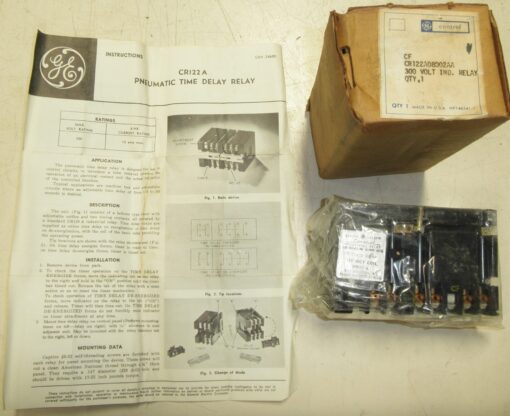 New, NIB, CR122A08002AA, 300V Industrial Relay, GE Controls CR122A, Pneumatic Time Delay Relay, Made in USA,TDE REL 2X4CTC 115V, L3C9