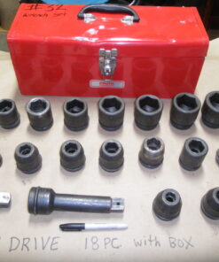Used, 1" Drive Impact Socket Set,  18 Pc. Proto Professional Socket Set, Made in USA, ASME B107.2, GGG-W-660