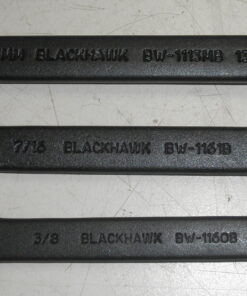 New Old Stock, parted out from Telecommunications tool kits. 3 Pc. Blackhawk Wrench Set, 3/8" 7/16" 13mm combination wrench set, BW-1160B, BW-1161B, BW-1113MB, Black Oxide, C6D1