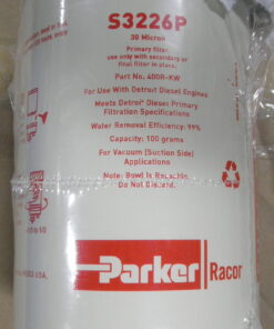 New, Parker S3226P, R50418, 4330-01-481-9949, 30 Micron Fuel Filter, Diesel Fuel Filter Water Separator, 400R-KW, 400RKW, Used on 6400 series diesel fuel heater/filter/water separator, Racor S3226P, 014819949, FL112/625, M1062 tanker, FL60, FL112, M916A1, M916A2, N122 R50418, P550554, P551034, 85106632, FS19593, 33812, Spin On Fuel Water Separator w/ Open End Bottom, 3812, 533812, L1A2