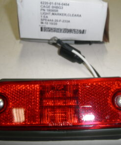 New, 6220-01-516-0454, Red LED Clearance Light, FMTV Light; Marker; Clearance, 12422657, 12422657-002, 19207-12422657-002, LED; Red Rectangular; 3 Diode Marker Clearance Light; 2 Screw Bracket Mount; 12-24V Kit, MTVT, M1095, replaces 6220-01-521-7648, Olive Drab ABS Bezel with Red Lens, L1B10