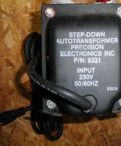 Light oxidation from damp storage; might be NOS; no markings from fasteners, 5950-00-578-1752, Step-Down Autotransformer, 230V In 115V Out transformer, Precision Electronics 9331, fits Magnetek N11M, $653.09, R5A1