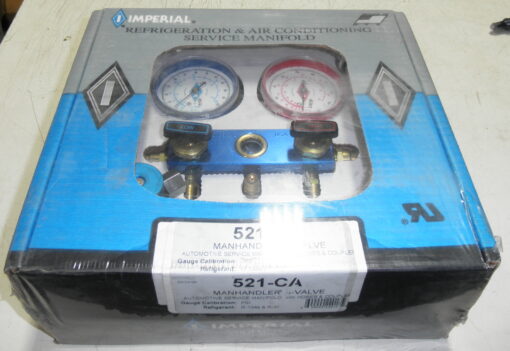 New; verified complete; with instructions, 520-CA HVAC Service Manifold,  Imperial Tool USA 520-CA R134a R12 Gauges, does not include hoses, Made in USA, 2WH2CC