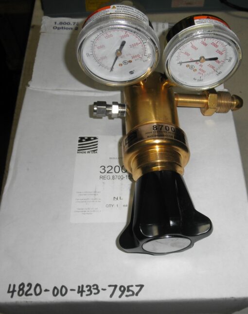 4820-00-433-7957 Regulator; Compressed Gas 3200300 Harris Model 8700-1500-580 Argon, Helium, Nitrogen Ultra High Delivery Pressure Regulator - 3200300 R5C6