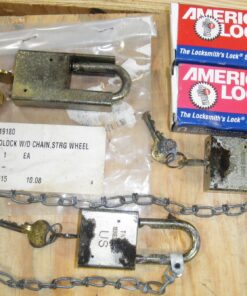 Set of 3 Padlocks A5200GLWN A5200GLSHN American Lock New Old Stock; stored in a damp location; surface rust but operating correctly. GOVERNMENT SOLID STEEL BUMPSTOP® L2C3 