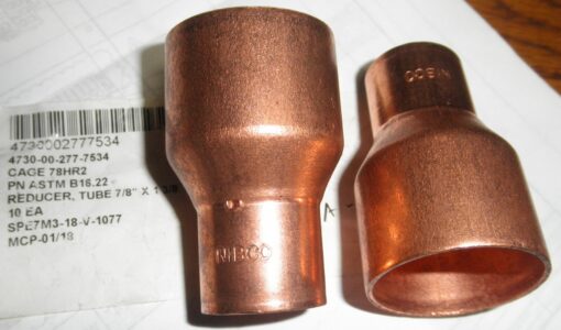 PAIR 1-1/4" x 3/4" Copper Pipe Tube Reducer 4730-00-277-7534 Fits1-3/8"OD X 7/8"OD Pipe ASTM B16.22 Nibco 600R-1-1/4X3/4 Copper Coupling 9001800 WROT Nibco 600R PAIR 1-1/4" x 3/4" Copper Reducer Coupling 039923307521 R2B5C