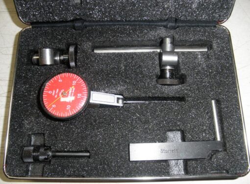 Starrett R709ACZ Dial Test Indicator with 5 Piece Mount and Case 0-15-0 Dial NOS; USMC calibration 6/22/21; case has magic marker ID on it. L2C7