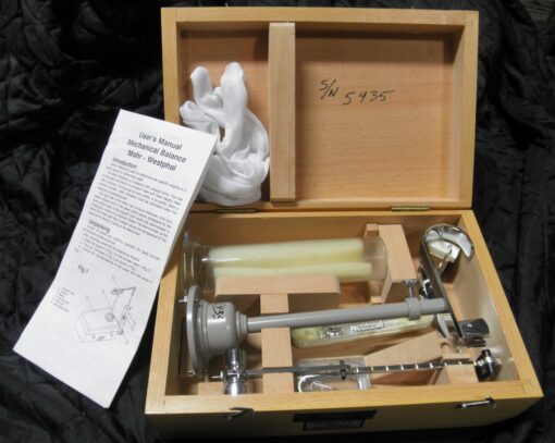 Mohr-Westphal Balance Used; Serial number is marked with ink on base of tool. Hard shell case has labels present. L5A6